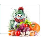Decovetro Cam Kesme Tahtası ve Sunumluk Kardan Adam Desenli 30 x 40 cm - Çok Renkli