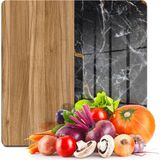 Decovetro Cam Kesme Tahtası ve Sunumluk Kare Ahşap Mermer Desenli 30X30 cm - Çok Renkli