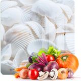 Decovetro Cam Kesme Tahtası ve Sunumluk Kare Deniz Kabuğu Desenli 30X30 cm - Çok Renkli