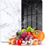 Decovetro Cam Kesme Tahtası ve Sunumluk Kare Double Siyah Beyaz Mermer Desenli 30X30 cm - Çok Renkli