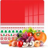 Decovetro Cam Kesme Tahtası ve Sunumluk Kare Ekose Dokuma Yılbaşı Desenli 30X30 cm - Çok Renkli