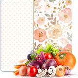 Decovetro Cam Kesme Tahtası ve Sunumluk Kare Flower & Points Desenli 30 x 30 cm - Çok Renkli