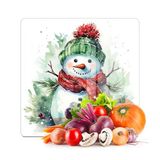 Decovetro Cam Kesme Tahtası ve Sunumluk Kare Kardan Adam Desenli 30 x 30 cm