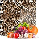 Decovetro Cam Kesme Tahtası ve Sunumluk Kare Leopar Desenli 30 x 30 cm - Çok Renkli