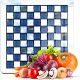 Decovetro Cam Kesme Tahtası ve Sunumluk Kare Mackenzie Blue White 30X30 cm - -