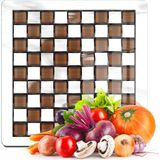 Decovetro Cam Kesme Tahtası ve Sunumluk Kare Mackenzie Coffee White 30X30 cm - - - renk
