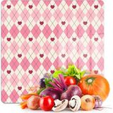 Decovetro Cam Kesme Tahtası ve Sunumluk Kare Pembe Baklava Desenli 30 x 30 cm - Çok Renkli