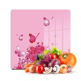 Decovetro Cam Kesme Tahtası ve Sunumluk Kare Pembe Kelebek Desenli 30x30 Cm