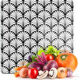 Decovetro Cam Kesme Tahtası ve Sunumluk Kare Siyah Beyaz Geometrik Desenli 30X30 cm - Çok Renkli