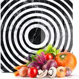 Decovetro Cam Kesme Tahtası ve Sunumluk Kare Siyah Beyaz Mermer Desenli 30X30 cm - Çok Renkli