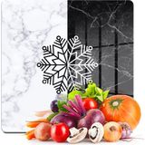 Decovetro Cam Kesme Tahtası ve Sunumluk Kare Siyah Beyaz Mermer Kar Tanesi Desenli 30X30 cm - Çok Renkli