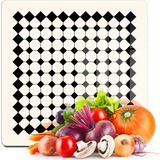 Decovetro Cam Kesme Tahtası ve Sunumluk Kare Vintage Bej Geometrik Çizgiler 30X30 cm