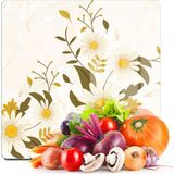 Decovetro Cam Kesme Tahtası ve Sunumluk Kare Vintage Beyaz Papatya 30X30 cm