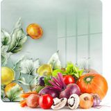 Decovetro Cam Kesme Tahtası ve Sunumluk Kare Vintage Fruit 30X30 cm - 30 x 30 cm