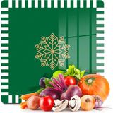 Decovetro Cam Kesme Tahtası ve Sunumluk Kare Yeşil Beyaz Kar Tanesi Desenli 30X30 cm - Renk