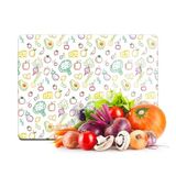 Decovetro Cam Kesme Tahtası Ve Sunumluk Karışık Meyve Sebze Desenli 20x30 Cm