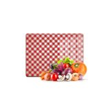 Decovetro Cam Kesme Tahtası ve Sunumluk Kırmızı Buffalo pötikare Desenli 20x30 Cm