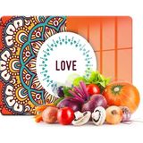 Decovetro Cam Kesme Tahtası ve Sunumluk Love Desenli 20x30 Cm - 20 x 30 cm