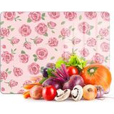 Decovetro Cam Kesme Tahtası ve Sunumluk Love Serisi Gül Desenli 40 x 30 cm - Çok Renkli