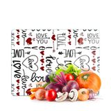 Decovetro Cam Kesme Tahtası ve Sunumluk Love Serisi Yazı Desenli 40 x 30 cm