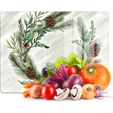 Decovetro Cam Kesme Tahtası ve Sunumluk Noel Yılbaşı Çelenk Desenli 30 x 40 cm - Yeşil - Renk