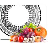 Decovetro Cam Kesme Tahtası ve Sunumluk Siyah Beyaz Çini 30X40 cm - Çok Renkli