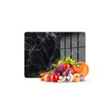 Decovetro Cam Kesme Tahtası Ve Sunumluk Siyah Beyaz Mermer Desenli 20x30cm