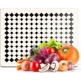 Decovetro Cam Kesme Tahtası ve Sunumluk ve Sunum Tabağı Bej Geometrik Çizgiler 30x40 cm