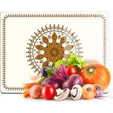 Decovetro Cam Kesme Tahtası ve Sunumluk ve Sunum Tabağı Renkli Çini Desenli 30X40 cm - 30 x 40 cm - Beyaz