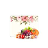 Decovetro Cam Kesme Tahtası Ve Sunumluk Ve Sunum Tabağı Vintage Bej Renkli Çiçekler 30x40 Cm
