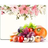 Decovetro Cam Kesme Tahtası ve Sunumluk Vintage Bej Renkli Çiçekler 30X40 cm