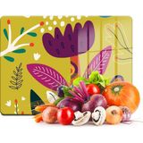 Decovetro Cam Kesme Tahtası ve Sunumluk Yeşil Lale Desenli 20X30 cm