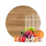 Decovetro Cam Kesme Tahtası ve Sunumluk Yuvarlak Açık Ahşap Meşe Desenli 30x30 Cm