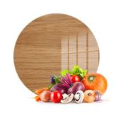 Decovetro Cam Kesme Tahtası ve Sunumluk Yuvarlak Ahşap Meşe Desenli 30x30 Cm