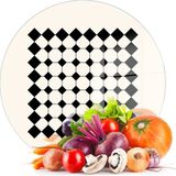 Decovetro Cam Kesme Tahtası ve Sunumluk Yuvarlak Bej Geometrik Çizgiler 30X30 cm