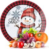 Decovetro Cam Kesme Tahtası ve Sunumluk Yuvarlak Christmas Winter Yılbaşı Desenli 30 x 30 cm - Çok Renkli
