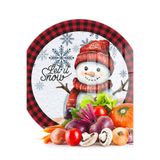 Decovetro Cam Kesme Tahtası ve Sunumluk Yuvarlak Christmas Winter Yılbaşı Desenli 30 x 30 cm