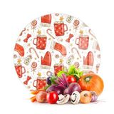 Decovetro Cam Kesme Tahtası ve Sunumluk Yuvarlak Christmas Yılbaşı Desenli 30 x 30 cm