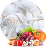 Decovetro Cam Kesme Tahtası ve Sunumluk Yuvarlak Deniz Kabuğu Desenli 30X30 cm - Çok Renkli