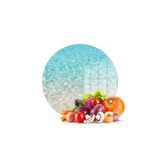 Decovetro Cam Kesme Tahtası ve Sunumluk Yuvarlak Deniz Kum Sahil Desenli 30x30 Cm