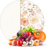 Decovetro Cam Kesme Tahtası ve Sunumluk Yuvarlak Flower & Points Desenli 30 x 30 cm - Çok Renkli
