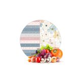 Decovetro Cam Kesme Tahtası ve Sunumluk Yuvarlak Flower & Stripes Desenli 30 x 30 cm