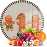 Decovetro Cam Kesme Tahtası ve Sunumluk Yuvarlak Gingerbread Yeniyıl Kurabiye Desenli 30 x 30 cm - Çok Renkli