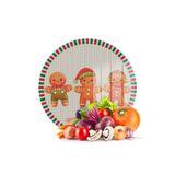 Decovetro Cam Kesme Tahtası ve Sunumluk Yuvarlak Gingerbread Yeniyıl Kurabiye Desenli 30 x 30 cm