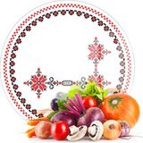 Decovetro Cam Kesme Tahtası ve Sunumluk Yuvarlak Kanaviçe Desenli 30 x 30 cm - Çok Renkli