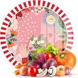 Decovetro Cam Kesme Tahtası ve Sunumluk Yuvarlak Karışık Renkli Love Desenli 30X30 cm - Çok Renkli