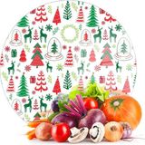 Decovetro Cam Kesme Tahtası ve Sunumluk Yuvarlak Karışık Yılbaşı Desenli 30X30 cm - 30 x 30 cm