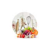 Decovetro Cam Kesme Tahtası ve Sunumluk Yuvarlak Kitchenware Desenli 30 x 30 cm