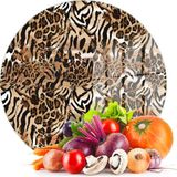 Decovetro Cam Kesme Tahtası ve Sunumluk Yuvarlak Leopar Desenli 30 x 30 cm - Çok Renkli