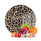 Decovetro Cam Kesme Tahtası ve Sunumluk Yuvarlak Leopar Desenli 30 x 30 cm